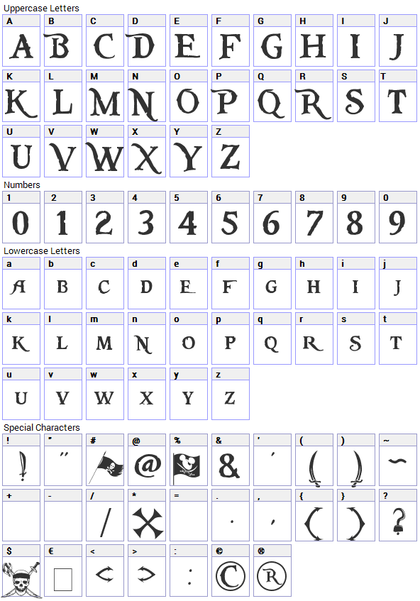 font pieces of eight